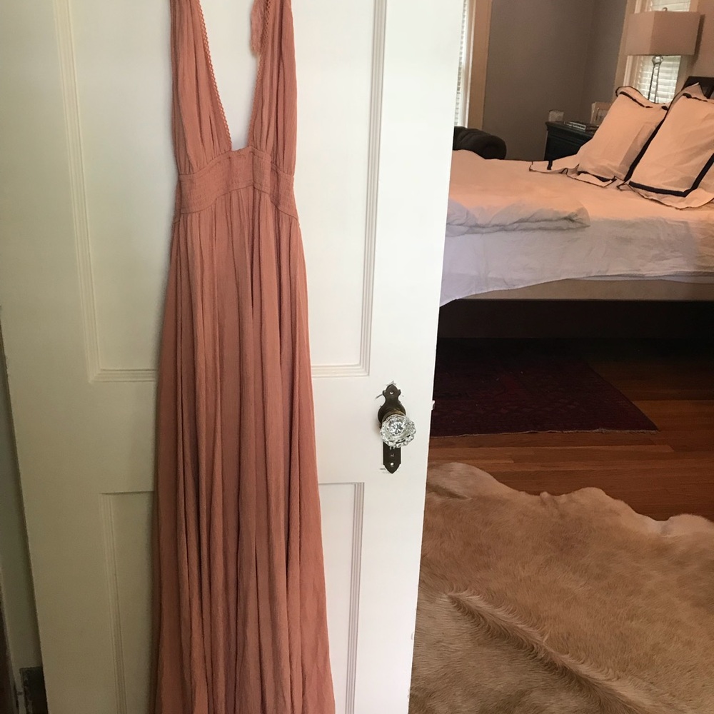 Nude Halter Maxi Dress